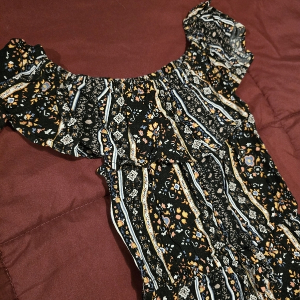 Art Class Girl's Jumper Romper Abstract‎ Design Black & Orange Size 4/5 XS - Picture 2 of 4